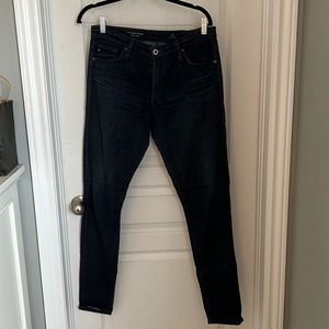 Slightly worn dark wash jeans
